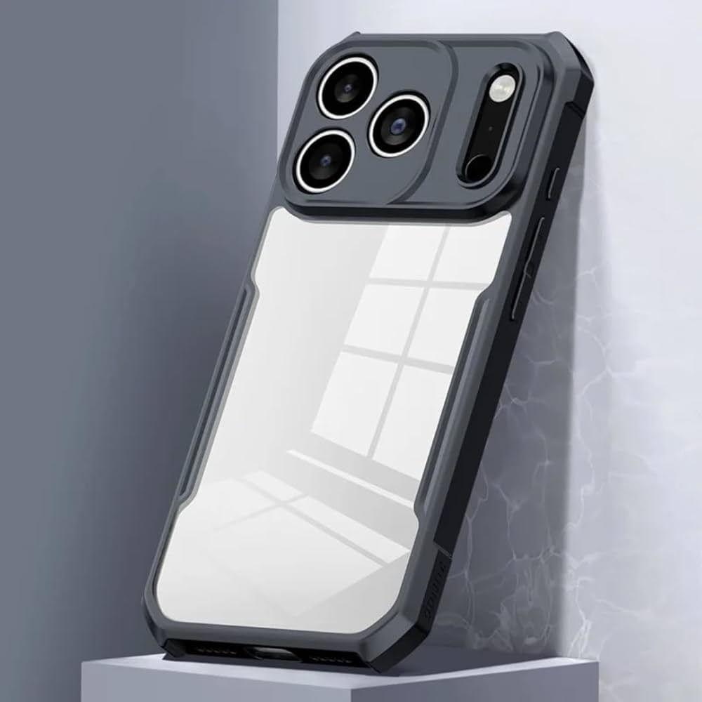 iPhone 17 Pro Max Shockproof Matte Black Border Aly Camera lens Protection back cover Case
