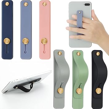 Adjustable Soft Coloured Phone Grip Holder with Finger Strap Versatile Stand for Smartphones