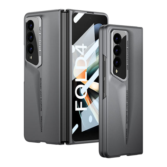 LEEKA Samsung Z Fold 4 case with Super Luxury Sport car fiber Pro case design with free inbuilt Screen Protector