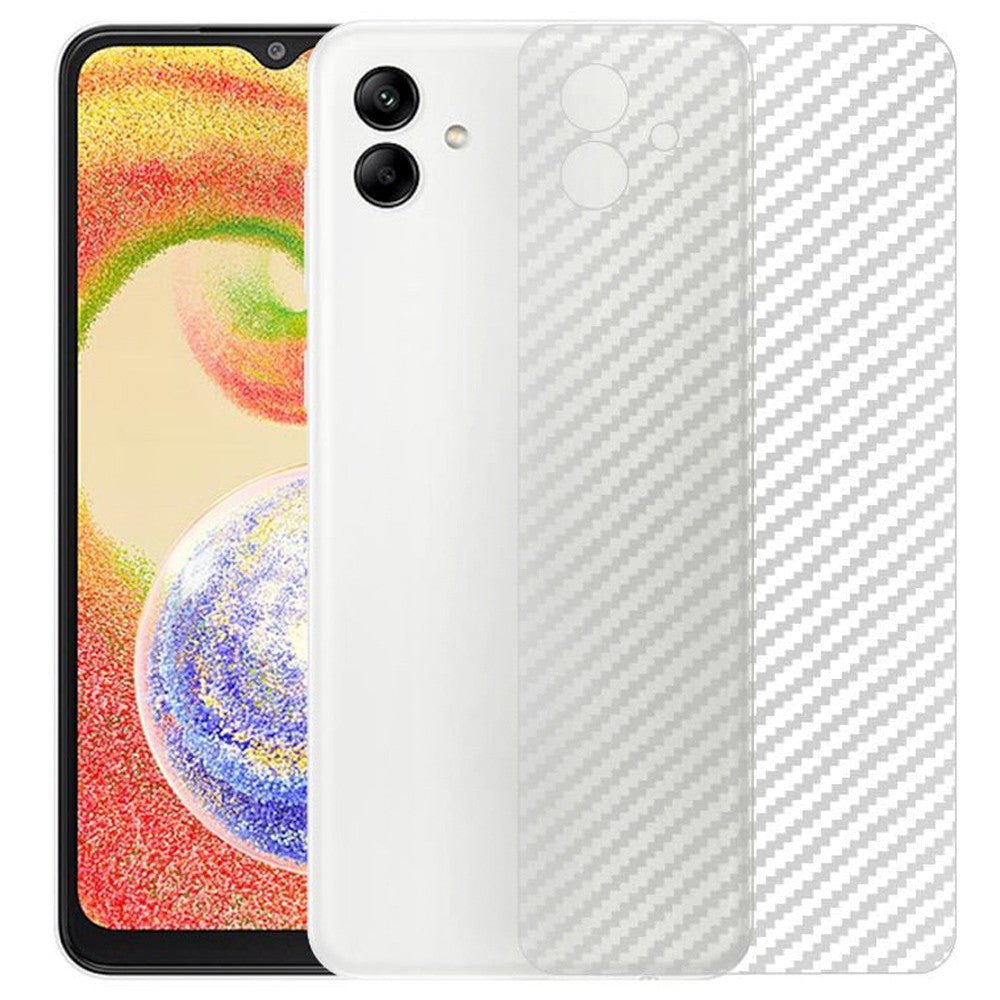 Combo Pack of Tempered Glass Screen Protector, Carbon Fiber Back Sticker, Camera lens Clear Glass Bundel for Samsung A04