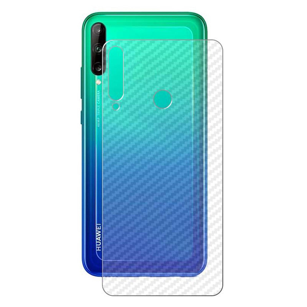 Combo Pack of Tempered Glass Screen Protector, Carbon Fiber Back Sticker, Camera lens Clear Glass Bundel for Huawei Y7p