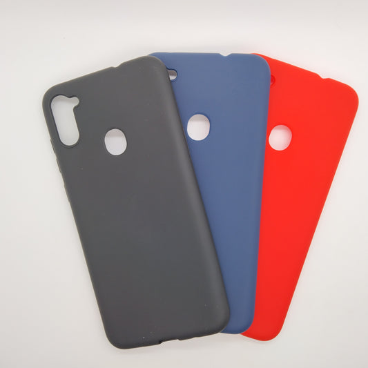 Samsung M11 bundle pack of 3 Silicone case slim black red blue back covers