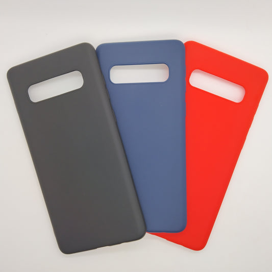 Samsung S10 Plus bundle pack of 3 Silicone case slim black red blue back covers