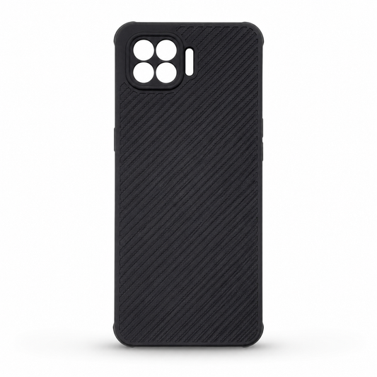 OPPO F17 Pro Carbon Fiber texture Hard Rubber armour back cover shock-porof case
