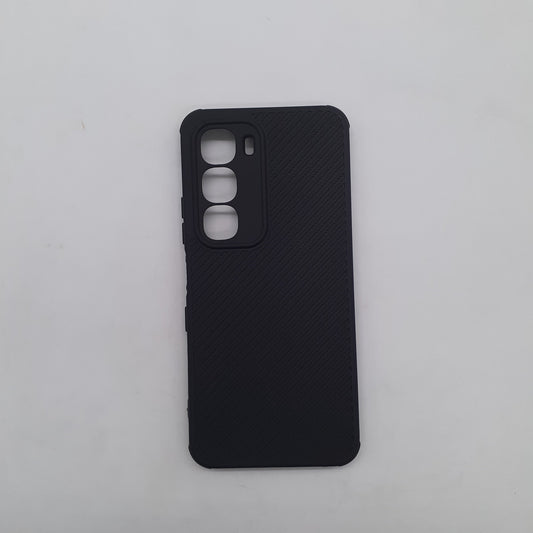 infinix Hot 60i Carbon Fiber texture Hard Rubber armour back cover shock-porof case
