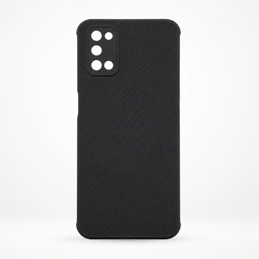 OPPO A52 Carbon Fiber texture Hard Rubber armour back cover shock-porof case