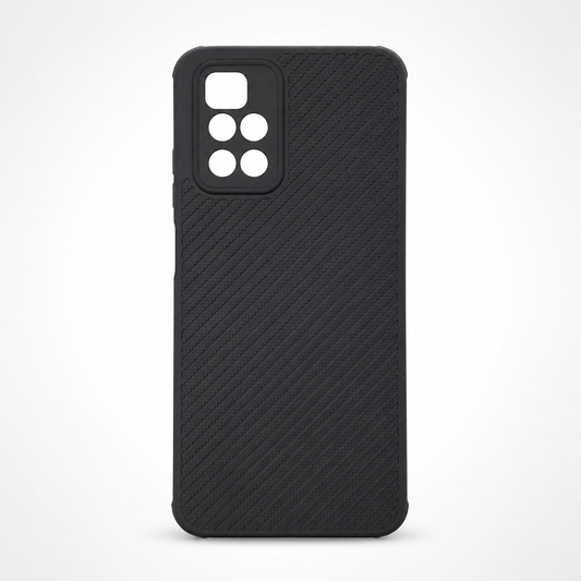 Redmi 10 Carbon Fiber texture Hard Rubber armour back cover shock-porof case