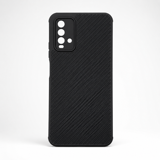 Redmi 9T Carbon Fiber texture Hard Rubber armour back cover shock-porof case