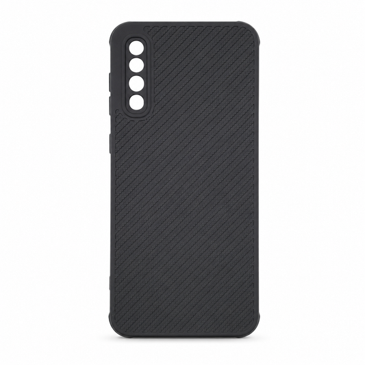 Samsung A50 Carbon Fiber texture Hard Rubber armour back cover shock-porof case