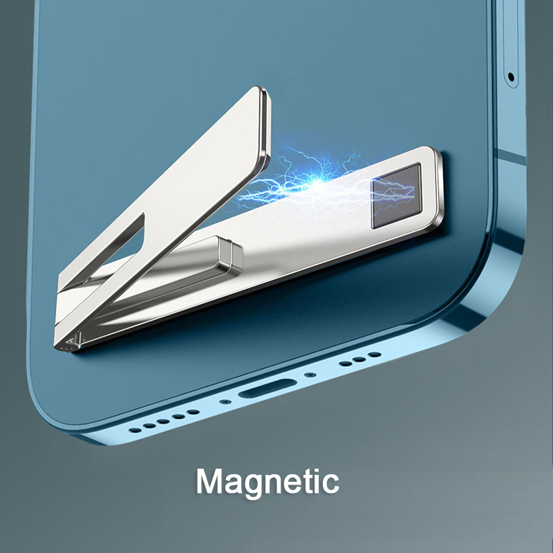 Adjustable Aluminum Phone Stand Holder with Back Adhesive for iPhone and Samsung – Universal Desk Kickstand