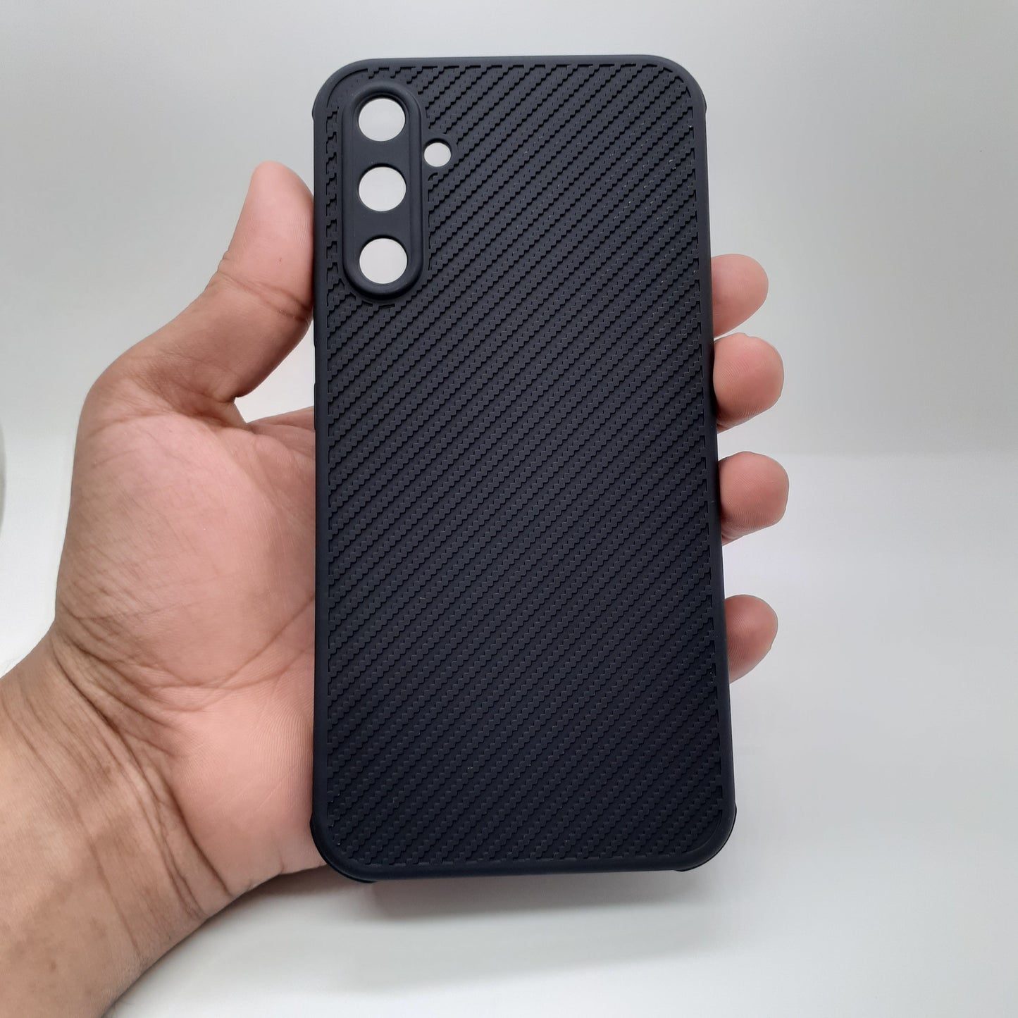 Samsung A34 Carbon Fiber texture Hard Rubber armour back cover shock-porof case