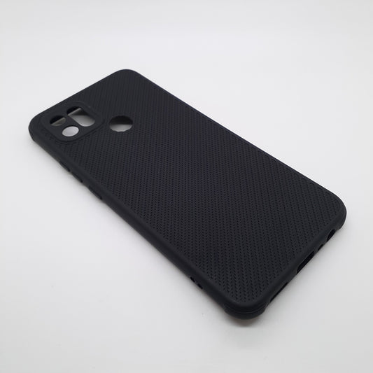OPPO A15 Carbon Fiber texture Hard Rubber armour back cover shock-porof case