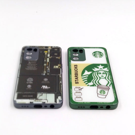 OPPO A16 pack of 2 Glass Back Covers Stabucks and Circuit Design