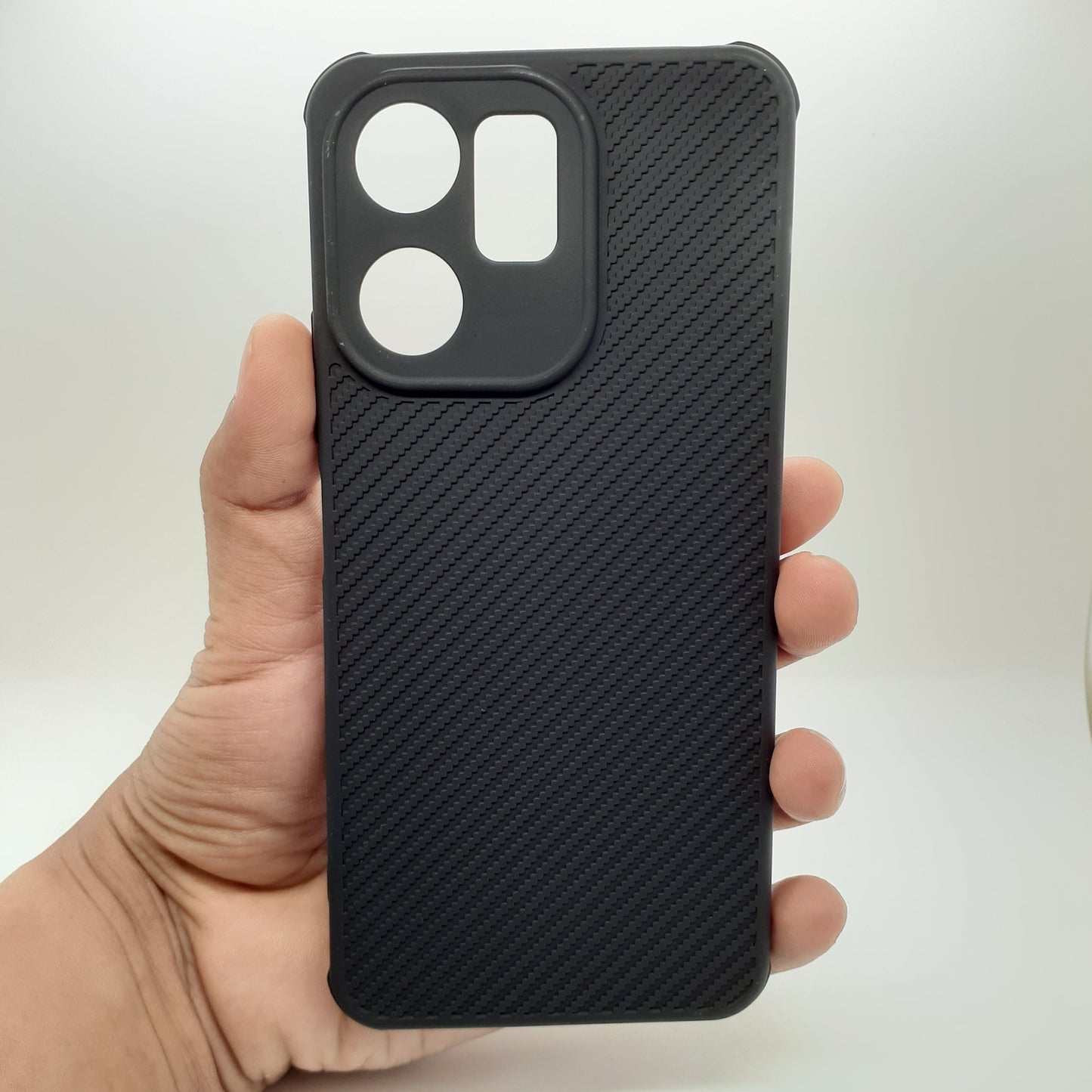 Redmi 13C Carbon Fiber texture Hard Rubber armour back cover shock-porof case