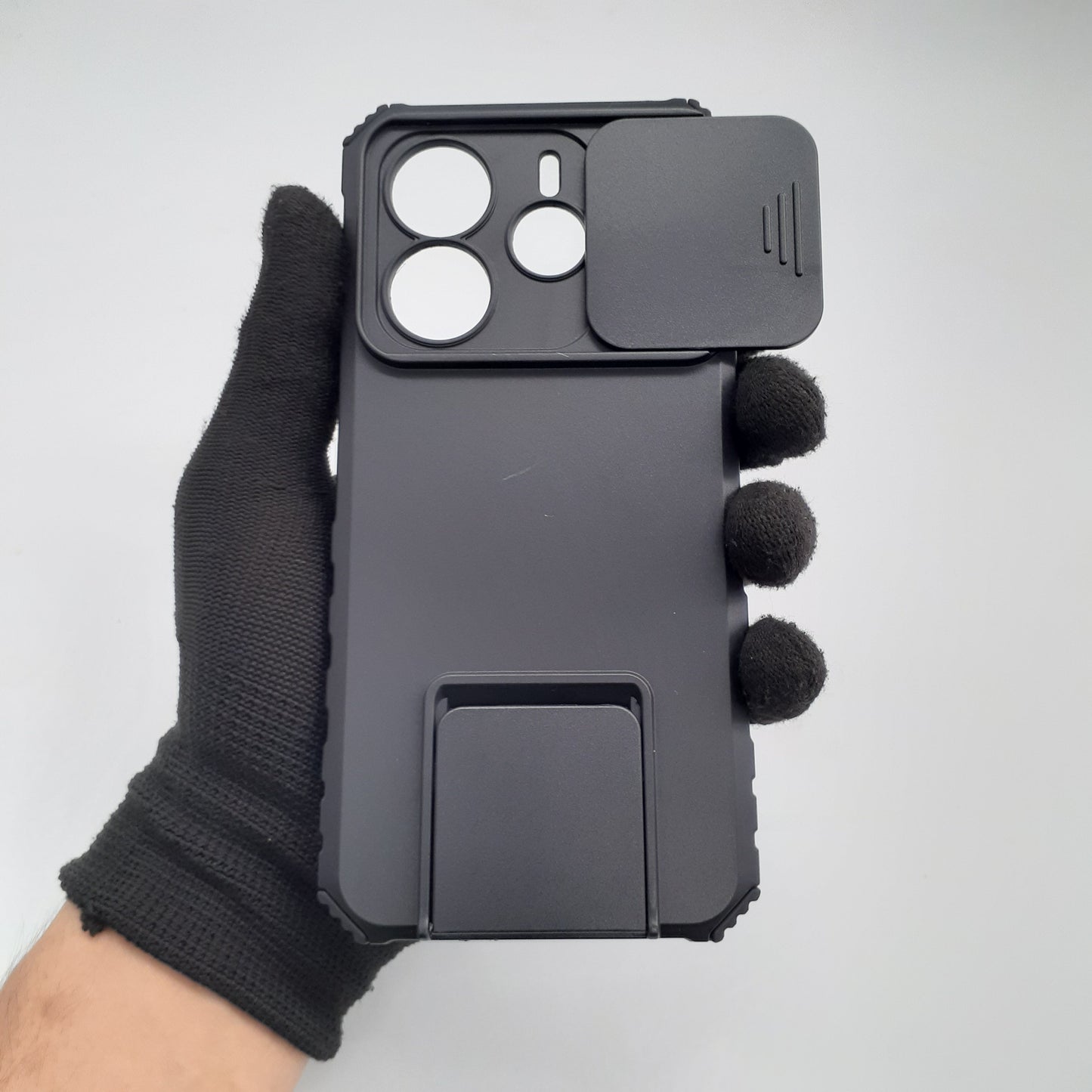 Redmi Note 14 Heavy Duty Protective Phone Case with Sliding Camera Cover and Integrated Built-in Kickstand for Hands-Free Viewing