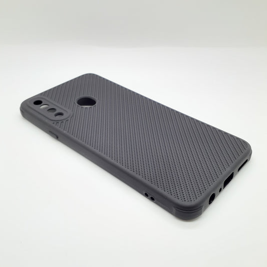 Samsung A20s Carbon Fiber texture Hard Rubber armour back cover shock-porof case