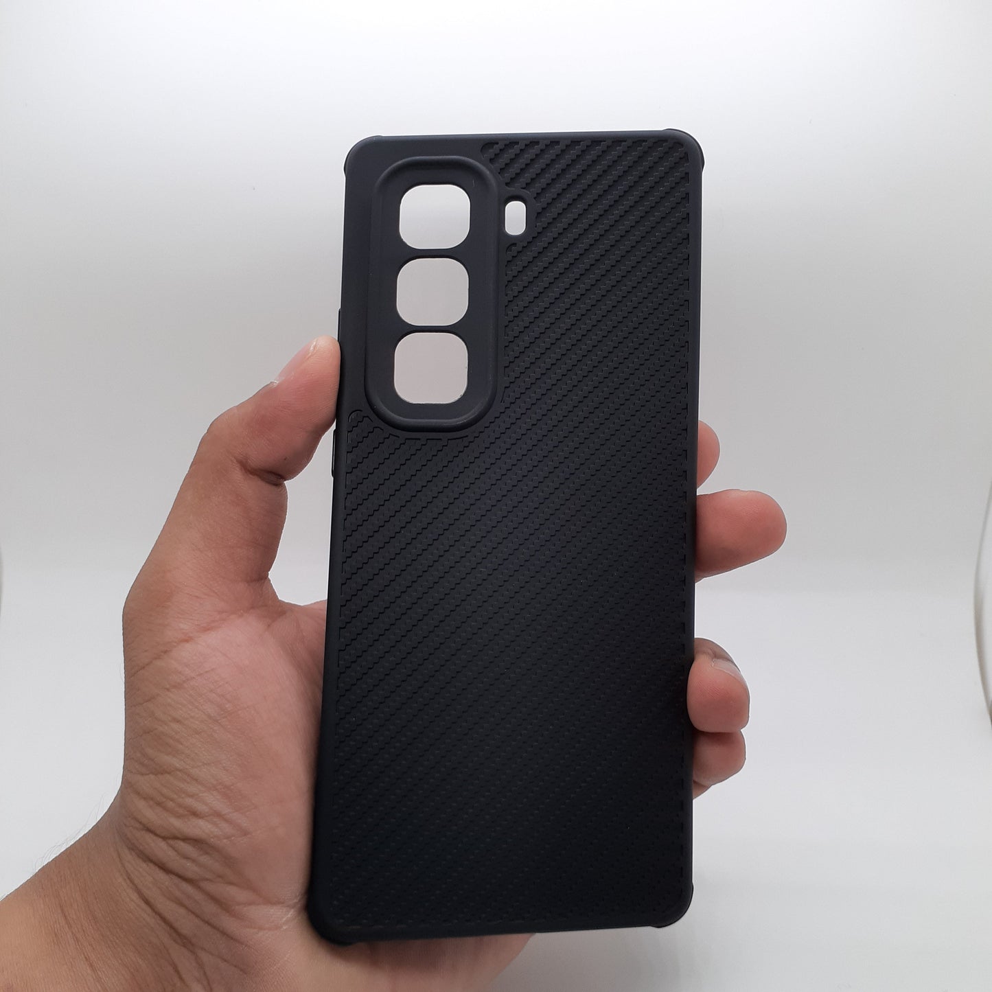 infinix HOT 50 Pro Plus Carbon Fiber texture Hard Rubber armour back cover shock-porof case