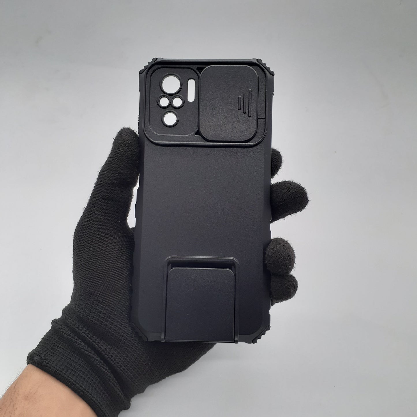 Redmi Note 10 Case with Camera Slide Cover and Built-in Kickstand, Heavy Duty Shockproof Protective Cover for Enhanced Privacy and Hands-Free Viewing