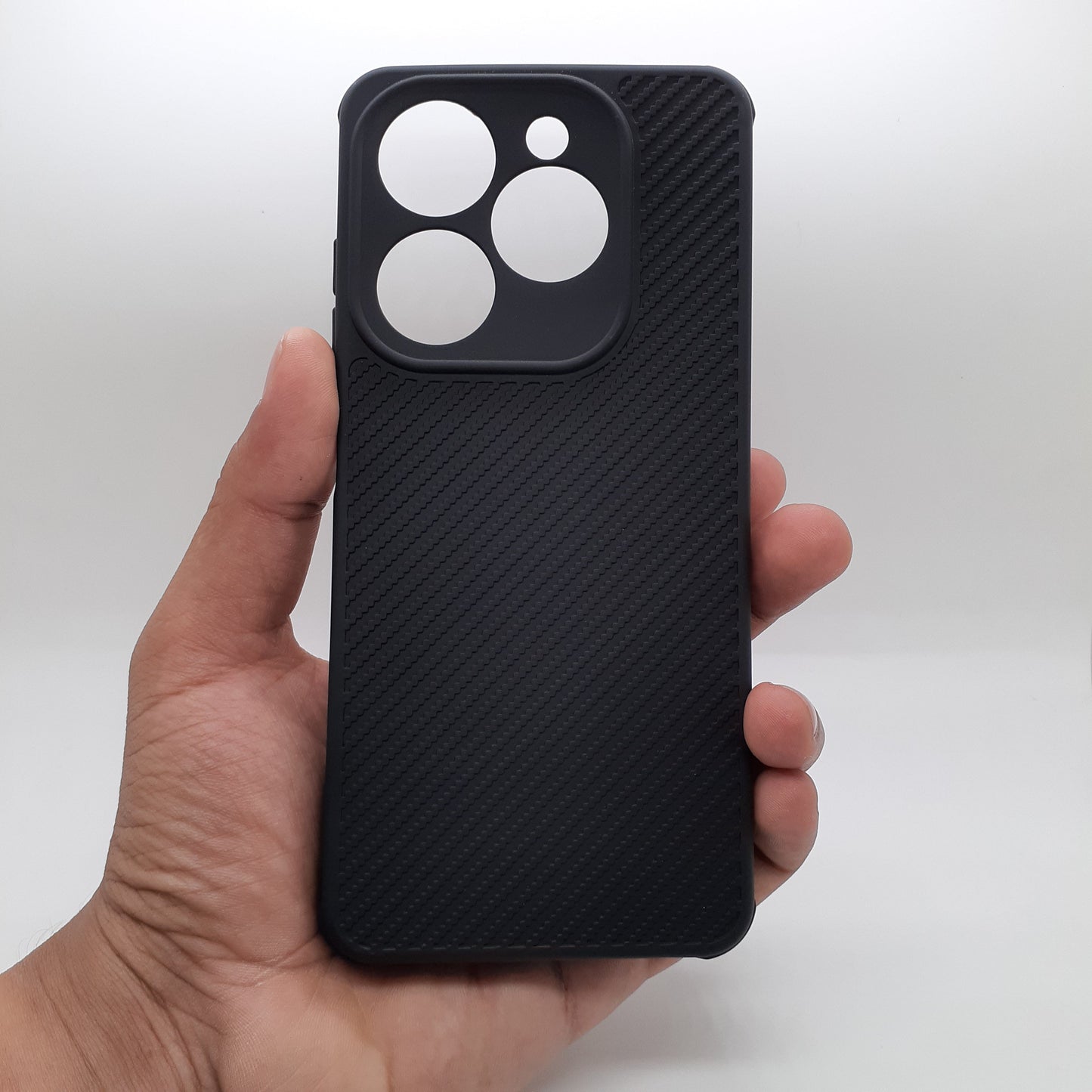 infinix Smart 8 Carbon Fiber texture Hard Rubber armour back cover shock-porof case