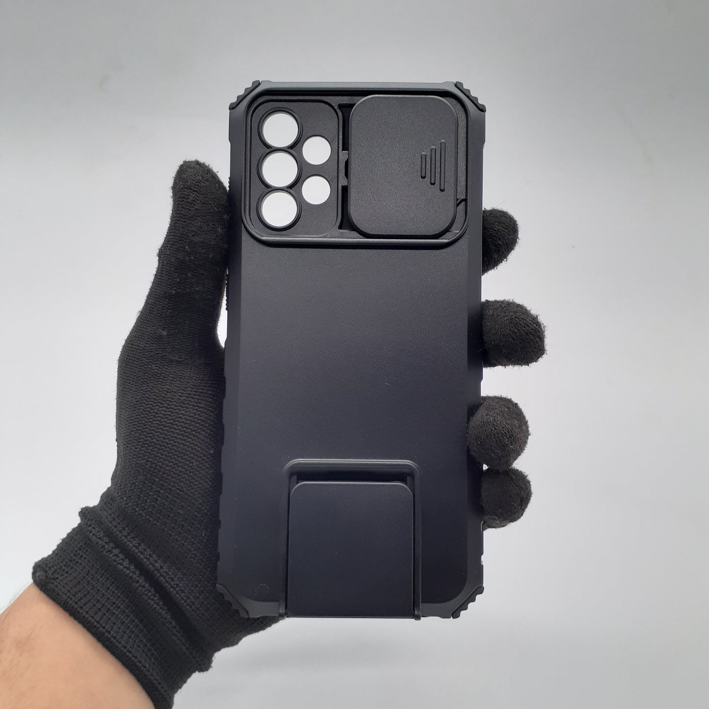 Samsung A72 Shockproof Phone Case with Camera Slide Cover, Integrated Kickstand, and Ring Holder for Ultimate Protection and Hands-Free Viewing