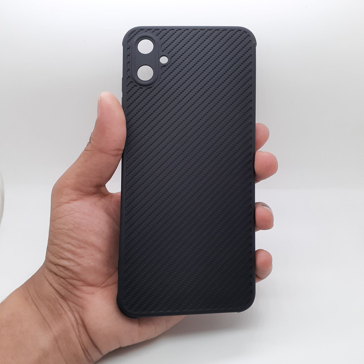 Samsung A05 Carbon Fiber texture Hard Rubber armour back cover shock-porof case