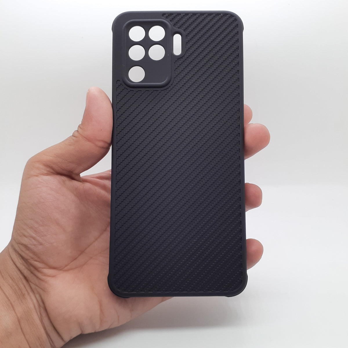 OPPO F19 Pro Carbon Fiber texture Hard Rubber armour back cover shock-porof case