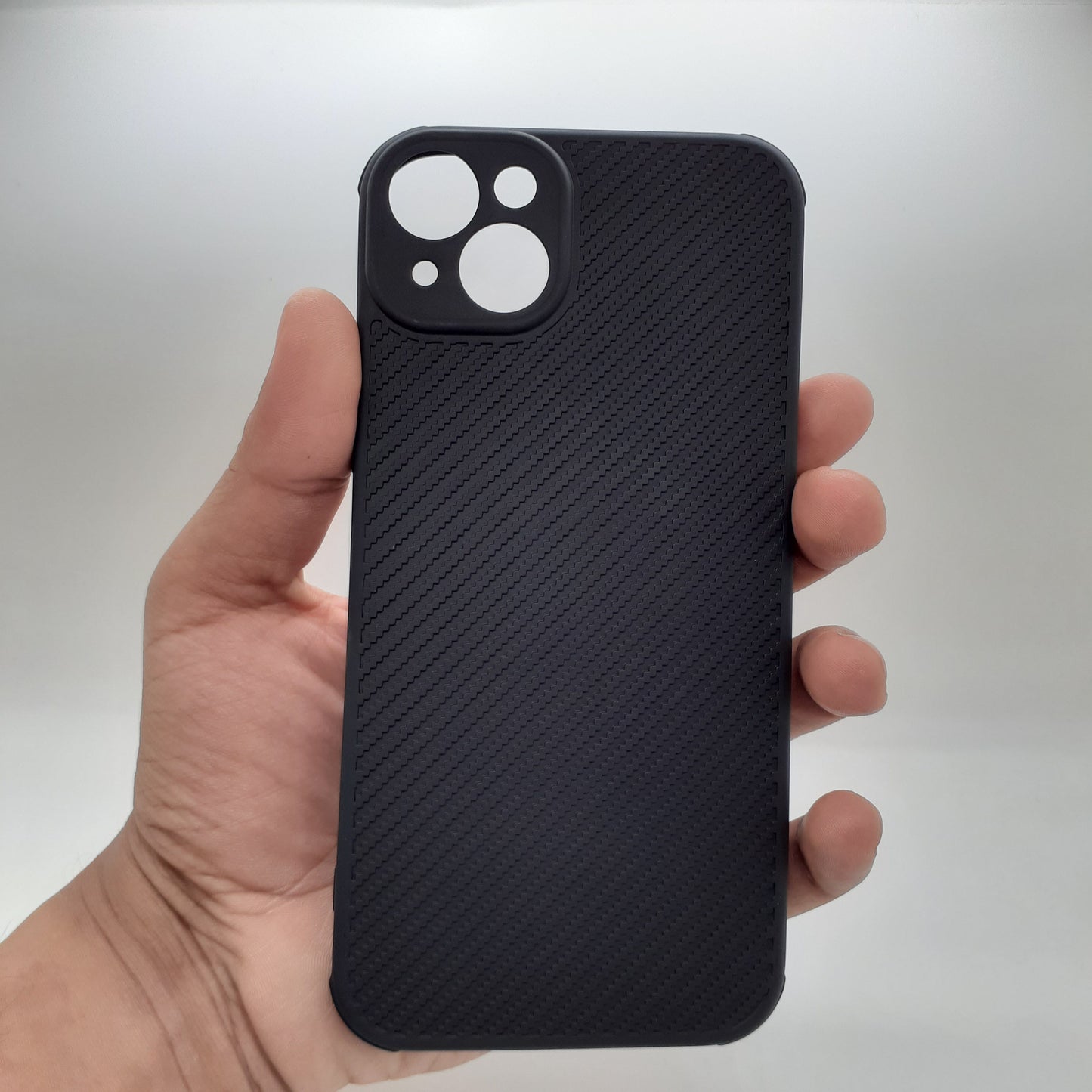 iPhone 14 Plus Carbon Fiber texture Hard Rubber armour back cover shock-porof case