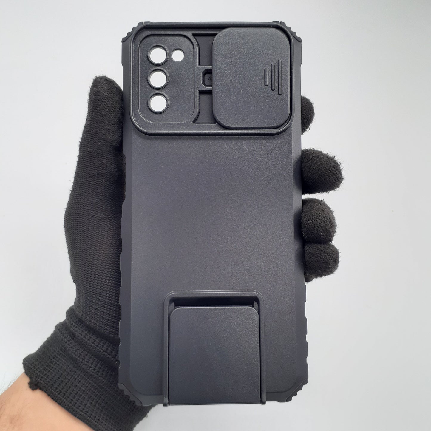 Samsung A03s Heavy Duty Shockproof Case with Sliding Camera Cover and Integrated Kickstand/Built-in Stand