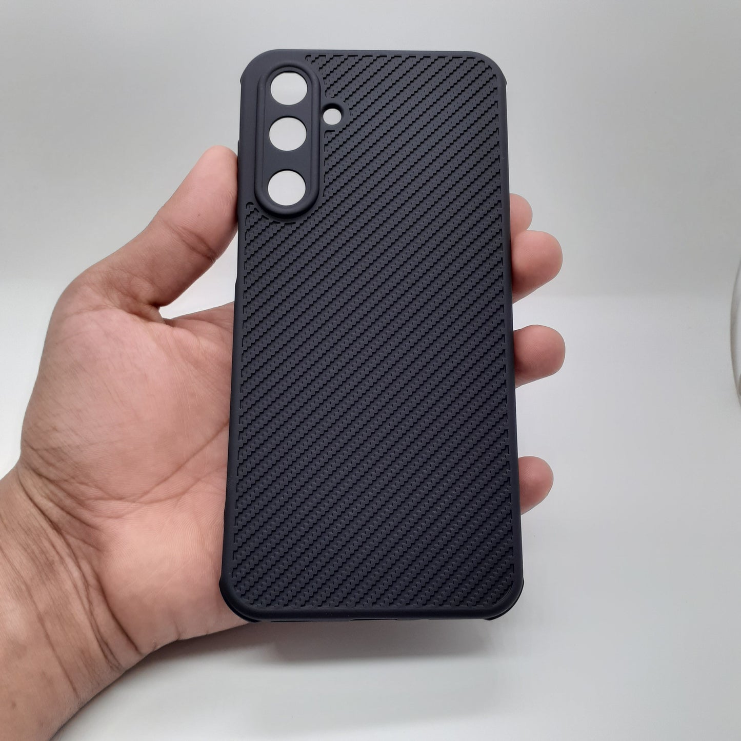 Samsung M16 Carbon Fiber texture Hard Rubber armour back cover shock-porof case
