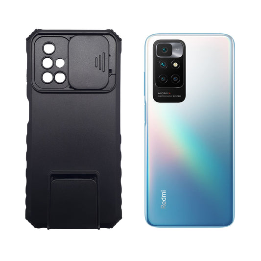 Redmi 10 Heavy Duty Protective Case with Sliding Camera Cover and Integrated Kickstand/Built-in Stand for Full Protection