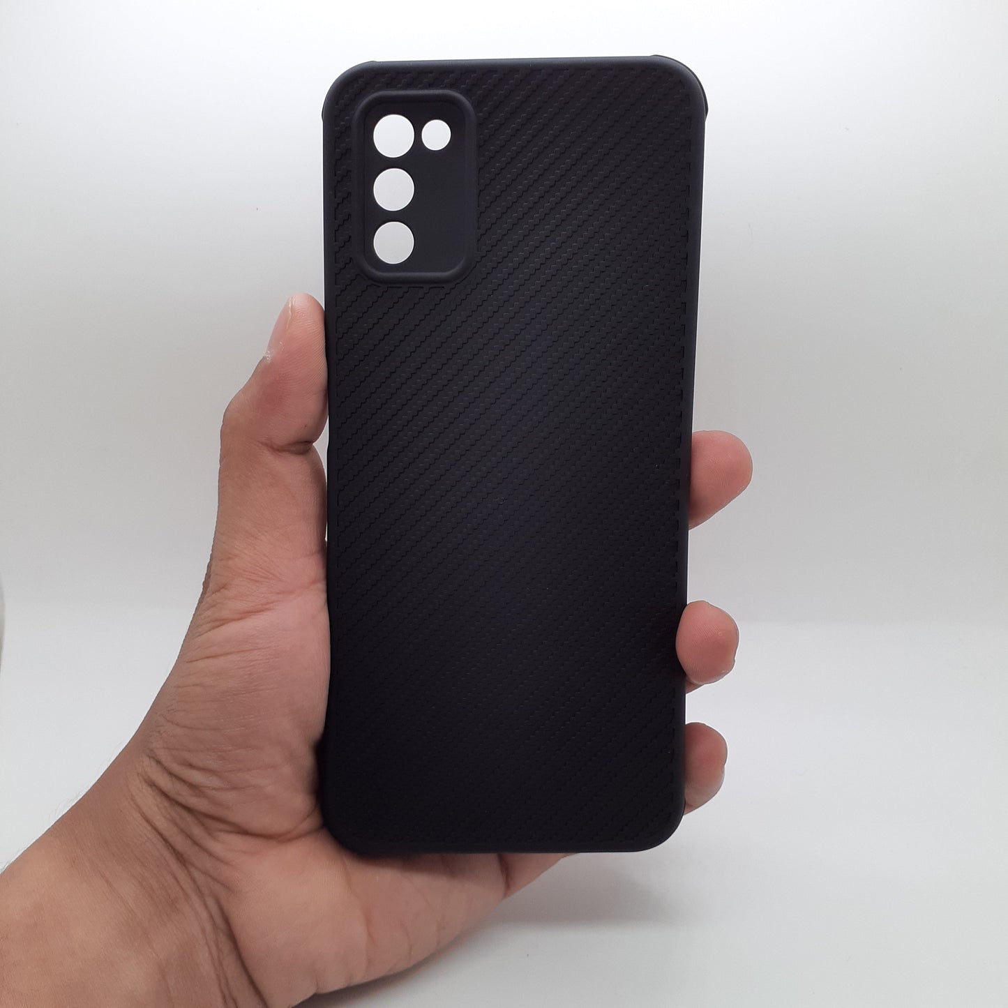 Samsung A03s Carbon Fiber texture Hard Rubber armour back cover shock-porof case