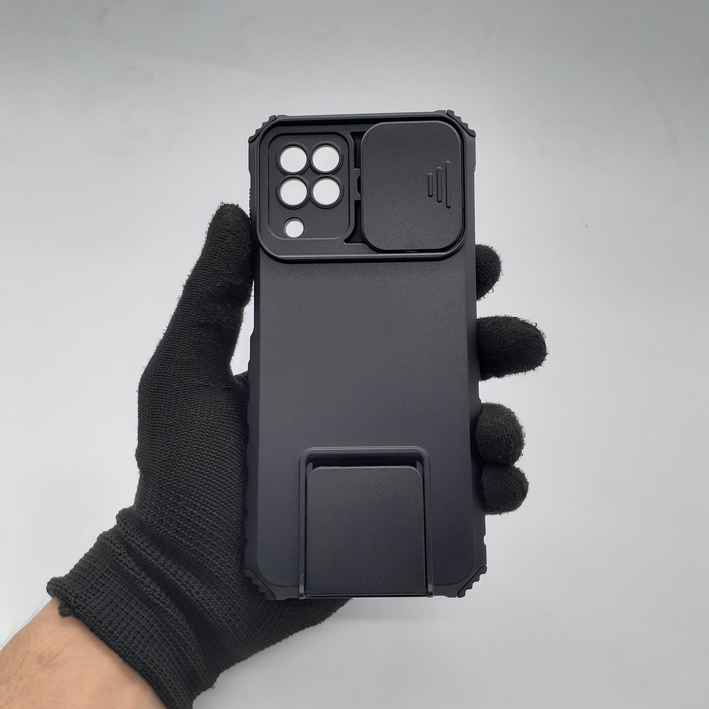 Samsung A22/A22 5G Protective Phone Case with Sliding Camera Cover Lens Protection and Integrated Kickstand/Built-in Stand, Heavy Duty Shockproof Armor