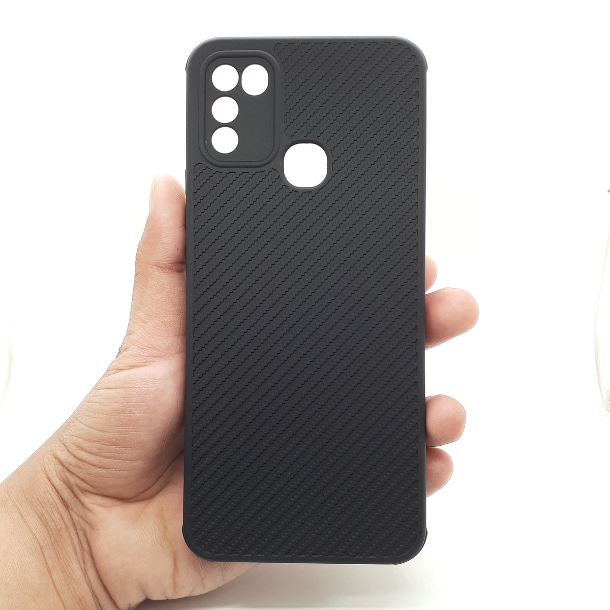 infinix Hot 10 Play Carbon Fiber texture Hard Rubber armour back cover shock-porof case