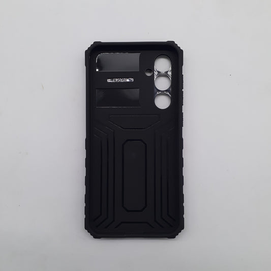 Samsung S23 FE Shockproof Case with Sliding Camera Cover and Integrated Ring Stand Holder, Heavy Duty Protection, Black