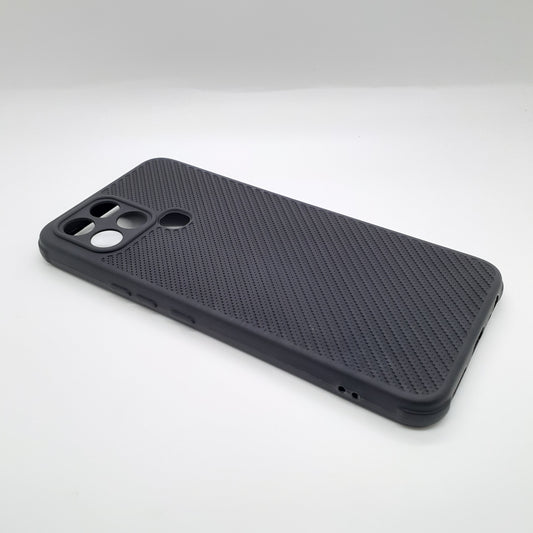 infinix Smart 6 Carbon Fiber texture Hard Rubber armour back cover shock-porof case