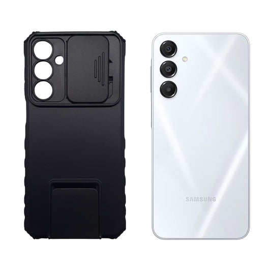 Samsung A16 Shockproof Hybrid Case with Sliding Camera Lens Protection and Integrated Ring Stand Holder, Heavy Duty TPU+PC Cover