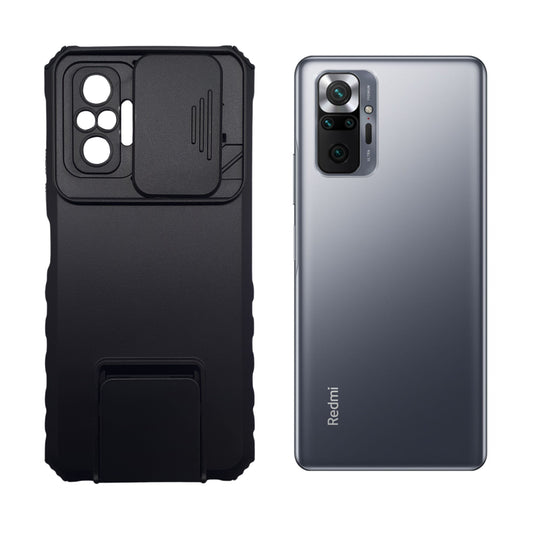 Redmi Note 10 Pro Heavy Duty Protective Phone Case with Camera Slide Cover, Integrated Kickstand, and Shockproof Military-Grade Defense