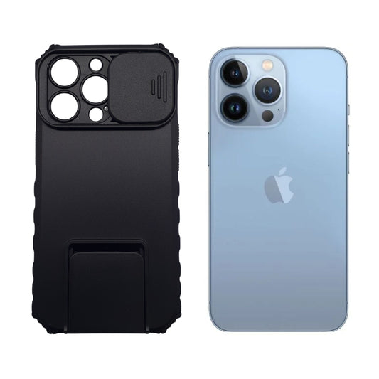 iPhone 13 Pro Heavy-Duty Protective Case with Integrated Camera Slide Cover and Multi-Angle Built-in Kickstand for Maximum Privacy and Hands-Free Viewing