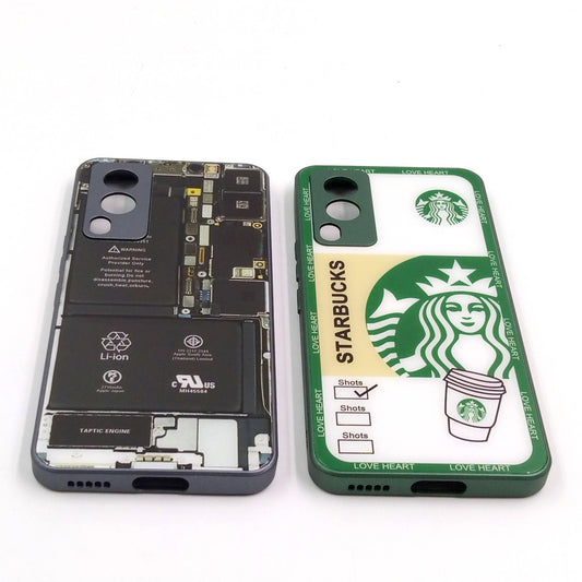 Vivo V21e pack of 2 Glass Back Covers Stabucks and Circuit Design