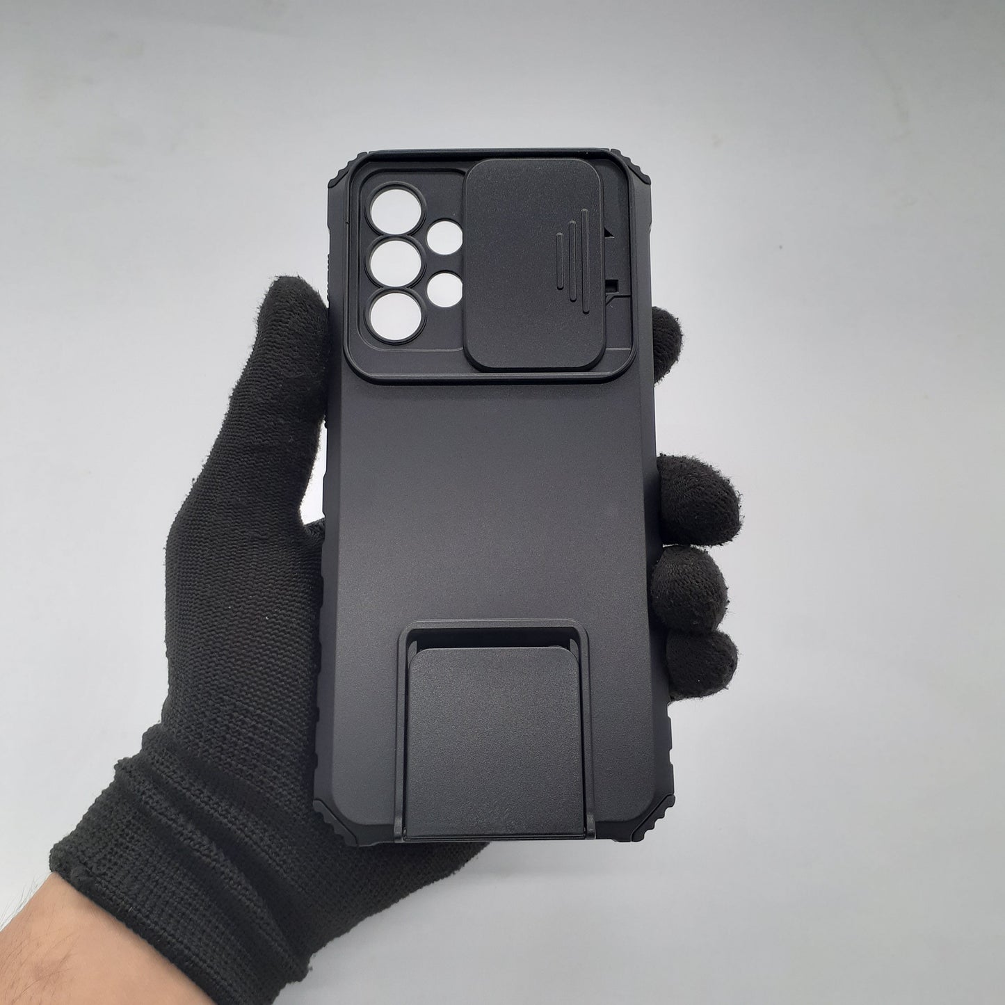 Samsung Galaxy A33 Heavy Duty Protective Case with Sliding Camera Cover and Integrated Kickstand for Hands-Free Viewing