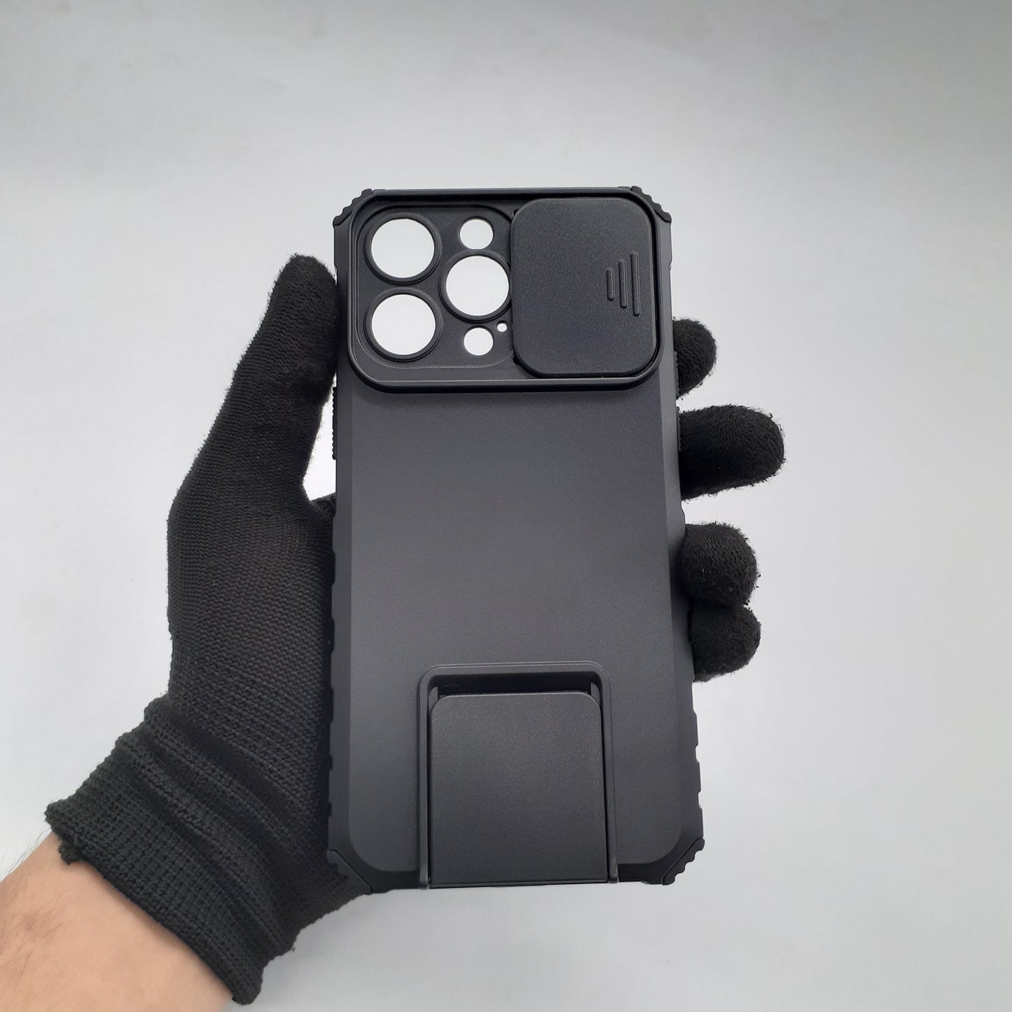 iPhone 14 Pro Max Case with Slide Camera Cover, Heavy Duty Shockproof Bumper, and Built-in Kickstand for Magnetic Car Mount Holder