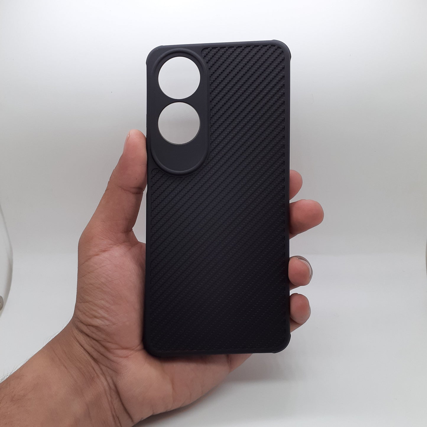 OPPO A60 Carbon Fiber texture Hard Rubber armour back cover shock-porof case