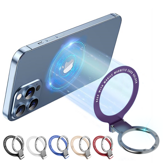 Ultra-Thin Magnetic Phone Ring Holder and Rotatable Kickstand for iPhone & Samsung - MagSafe Compatible Stand Bracket