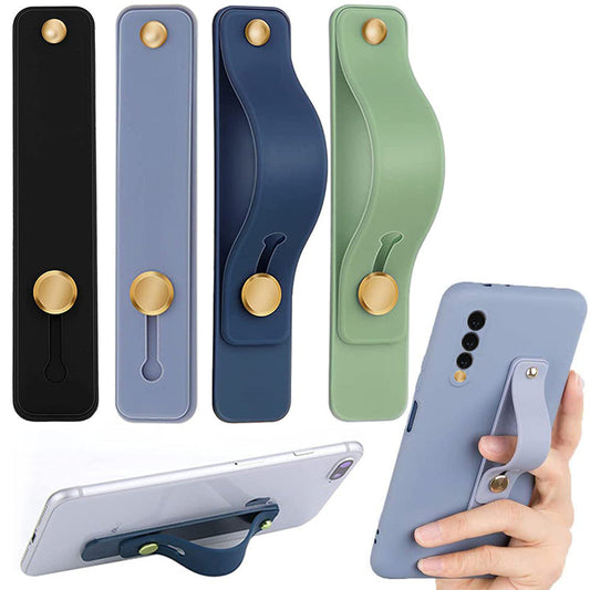 Adjustable Soft Coloured Phone Grip Holder with Finger Strap Versatile Stand for Smartphones