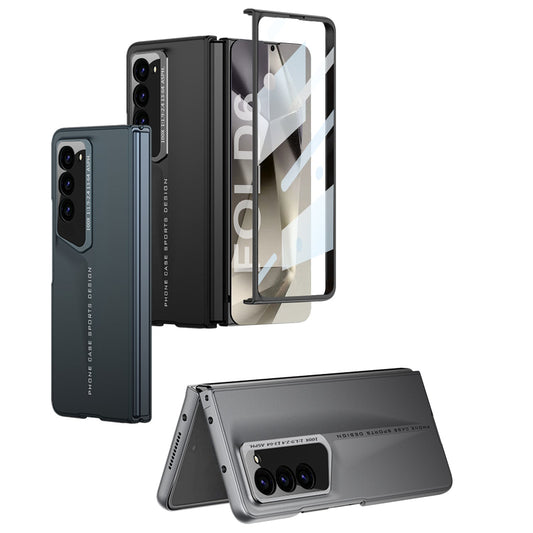 LEEKA Samsung Z Fold 6 case with Super Luxury Sport car fiber Pro case design with free inbuilt Screen Protector