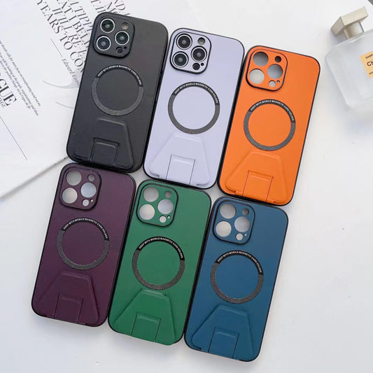 iPhone 13 Pro Max Magsafe Wireless Charging Mobile Phone Leather Case Buckle Ring Stand Back Cover