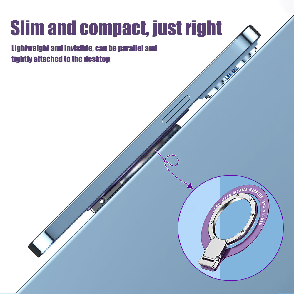 Ultra-Thin Magnetic Phone Ring Holder and Rotatable Kickstand for iPhone & Samsung - MagSafe Compatible Stand Bracket