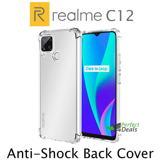AntiShock Case for Realme C12 High Quality Clear Back Cover Soft Silicone TPU Case with anti-shock protection hardy edges fully transparent cover bumper case