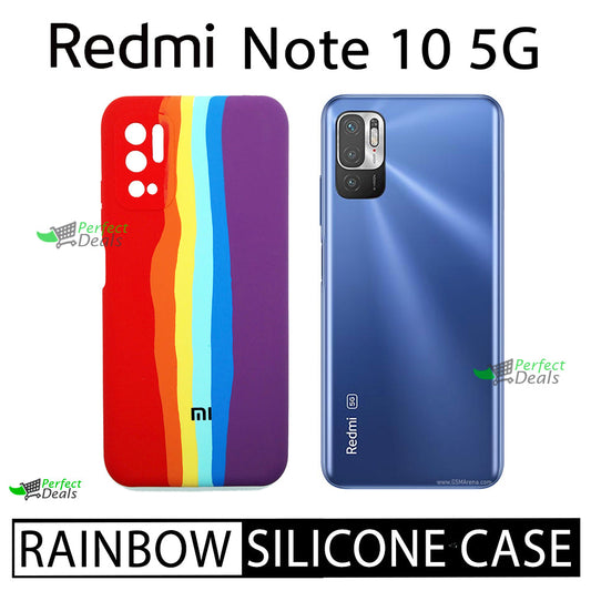 Latest Rainbow Silicone case for New Redmi Note 10 5G