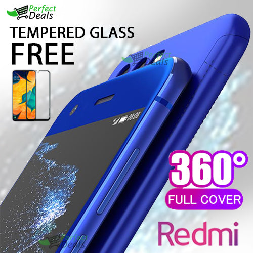 360° Case Cover for with a Free Screen Protector Tempered Glass for Redmi